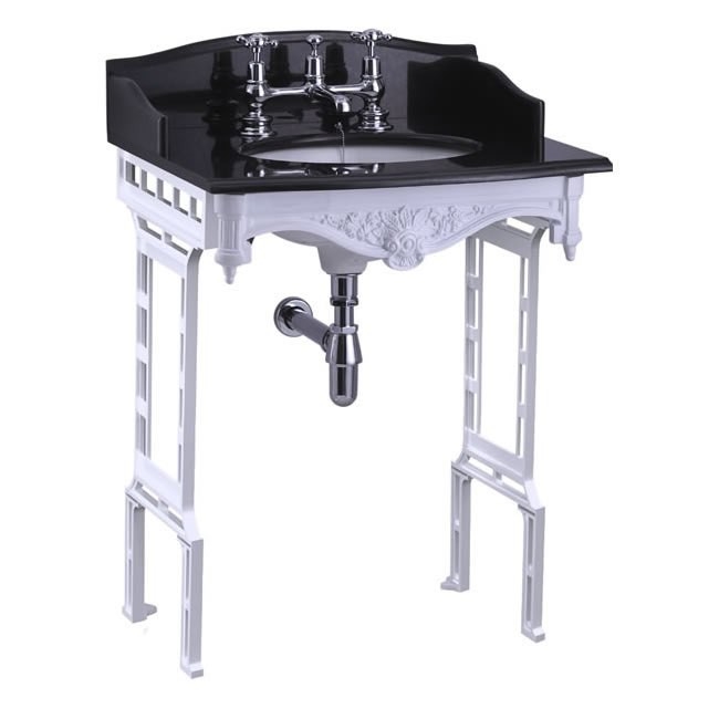 Гранитная столешница на 1,2 или 3 отверстия с подстольем из белого алюминия  Burlington G7 1TH, T43 WHI, G12 65см х 57,5см  - Вид №4