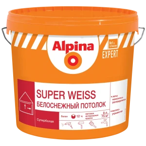 Краска для стен и потолков Alpina Super Weise цвет белый 9 л