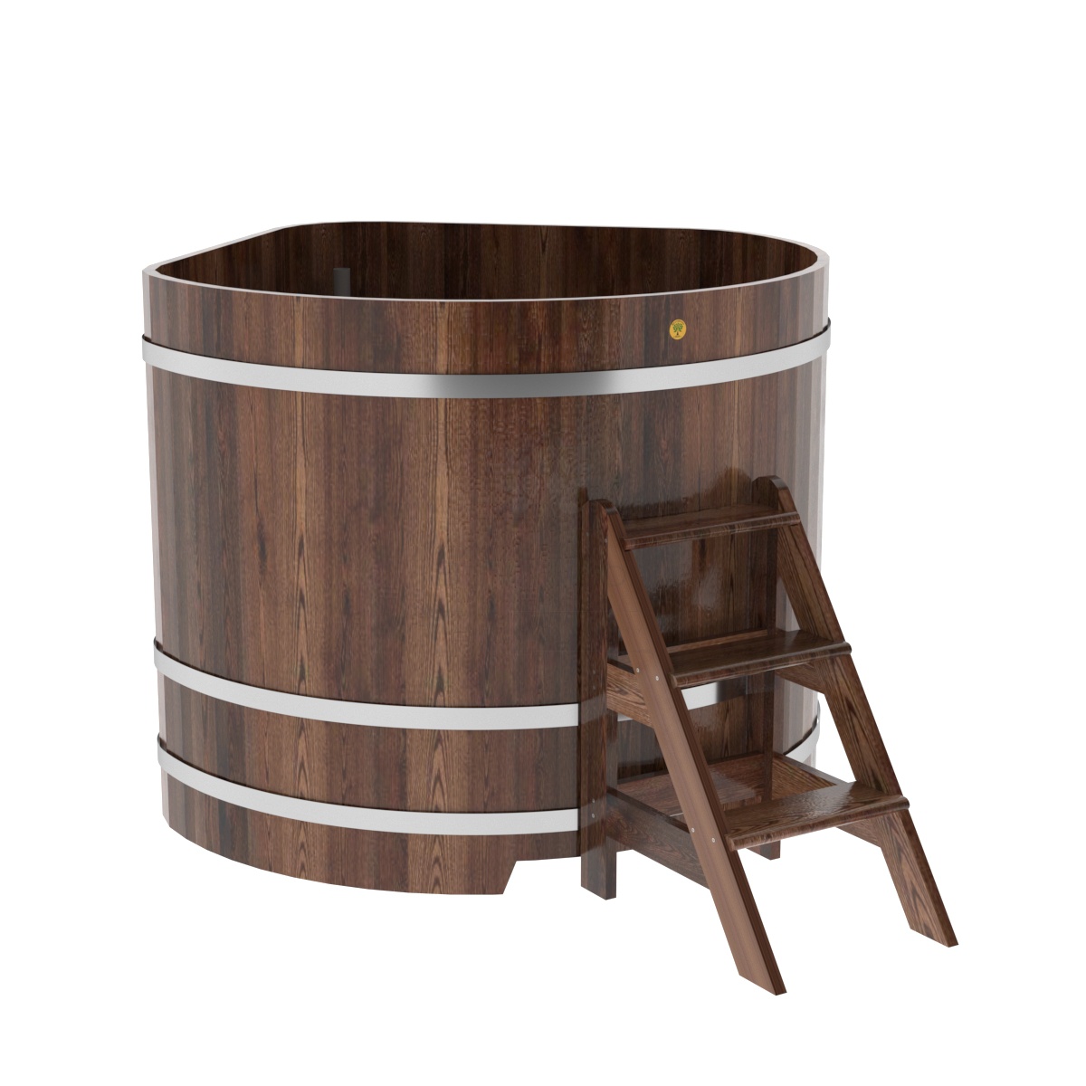 1244 Купель угловая из лиственницы 1,37х1,37х1,2 морёная премиум Alyarus 