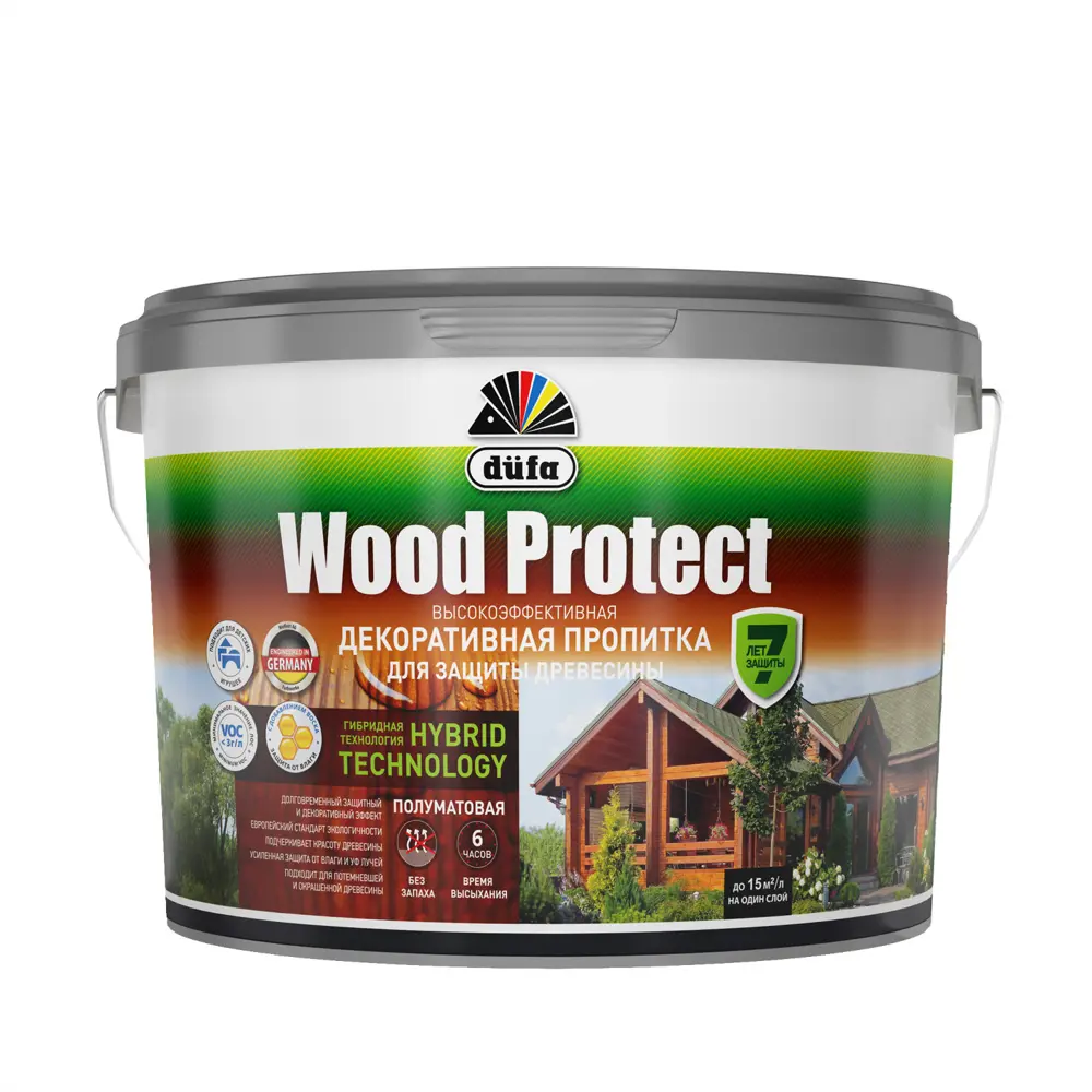 Dufa Wood Protect - защитная пропитка для дерева махагон 9 л 89210578 STLM-0857288 - Вид №1