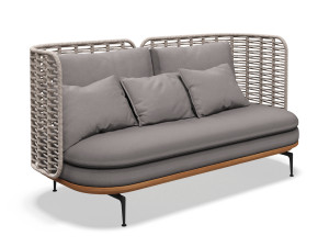 3-местный плетеный и тканый садовый диван с высокой спинкой