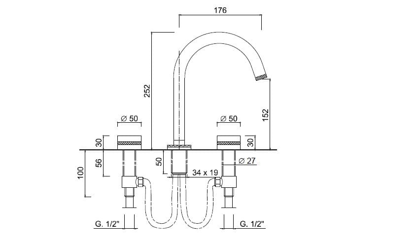 Смеситель для раковины с 3 отверстиями Rubinetteria Giulini MyRing Deluxe ARCH-00070881 - Вид №2