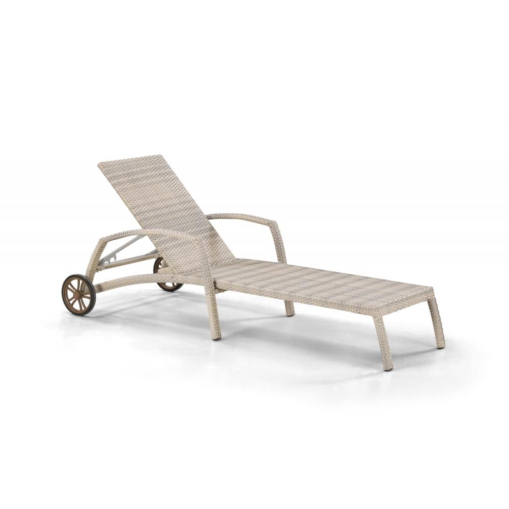 Шезлонг, искусственный ротанг, плетеный на колесах серый AFINA  00-3860504 Серый  - Вид №1