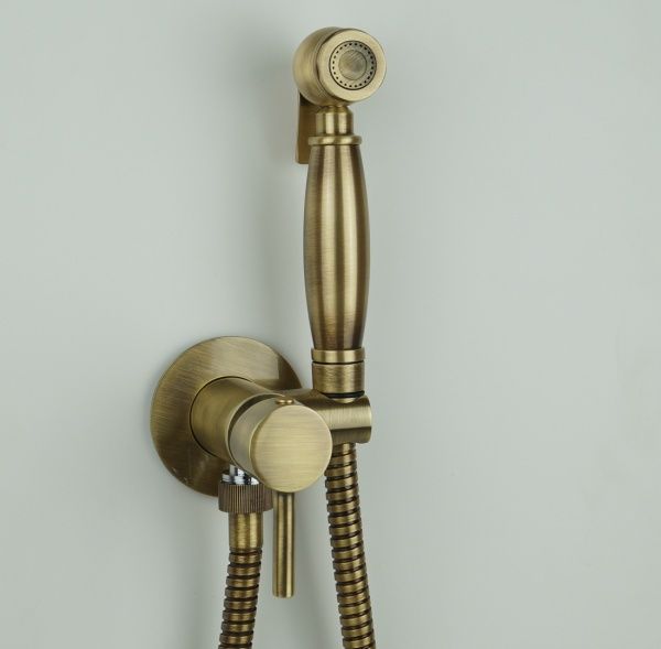 BR179 Emmevi, комплект гиг. душа со смесителем для гор. и хол. воды (руч. душ C02452), цвет бронза 