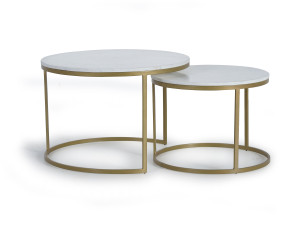 Высокий круглый мраморный журнальный столик