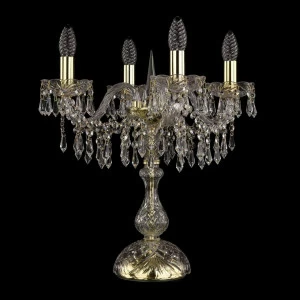 Лампа настольная хрустальная на 4 лампы 47х44 см прозрачно-золотистая Bohemia Ivele 1403L/4/141-47/G BOHEMIA IVELE ПОДСВЕЧНИК 00-3889159 Золото;прозрачный