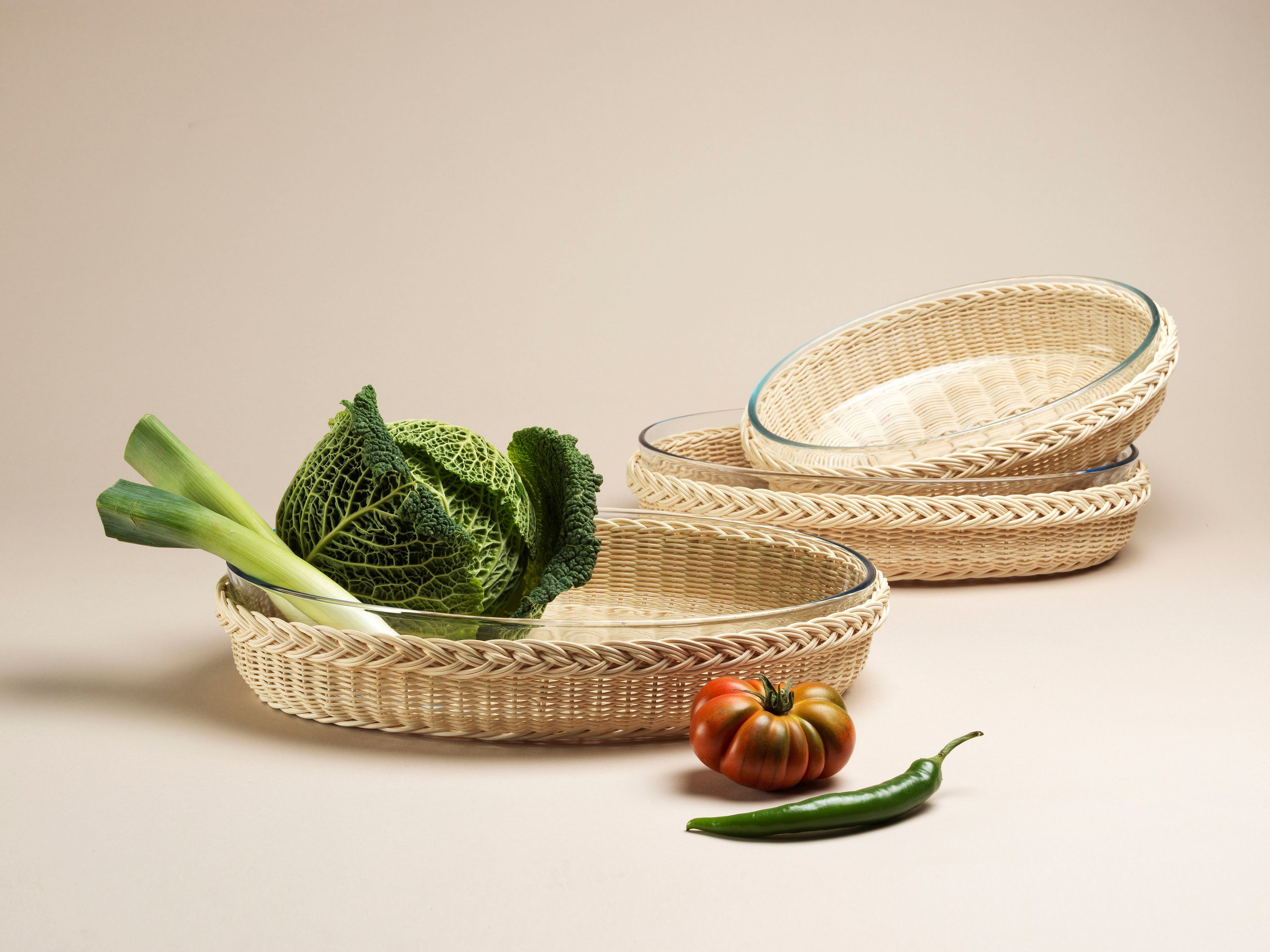 Корзина из медуллина со стеклянной жаростойкой из пирекса Mila Maurizi Mise en Place ARCH-00087886 - Вид №1