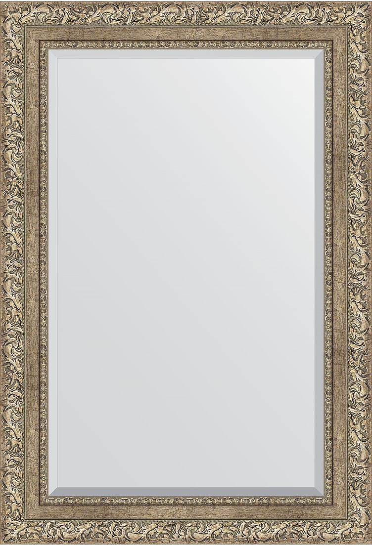 BY 3435 Зеркало с фацетом в багетной раме - виньетка античное серебро 85 mm EVOFORM Exclusive