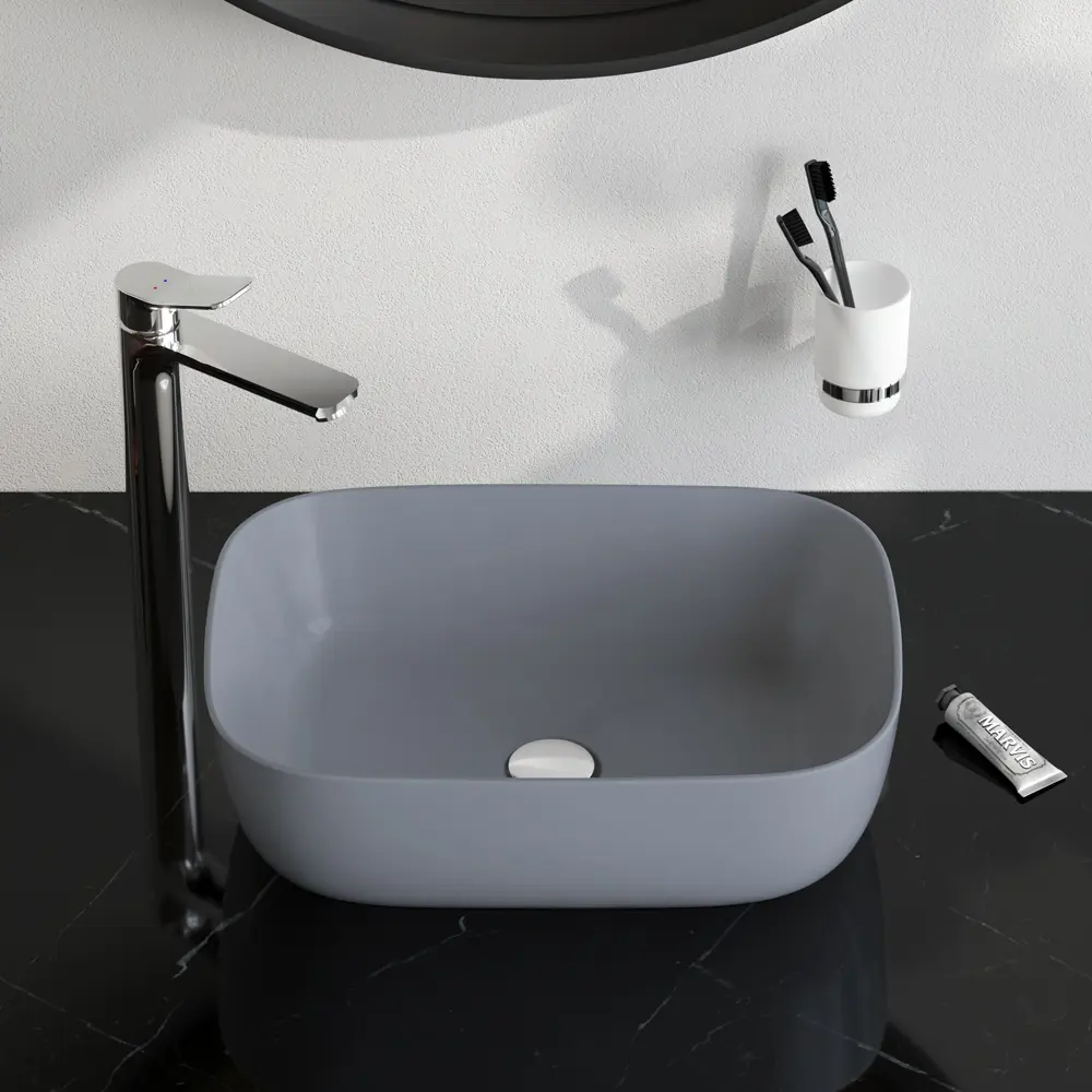 87021103 Раковина AM.PM Struktura накладная 45 см матовая керамика цвет серый STLM-0072802 - Вид №4