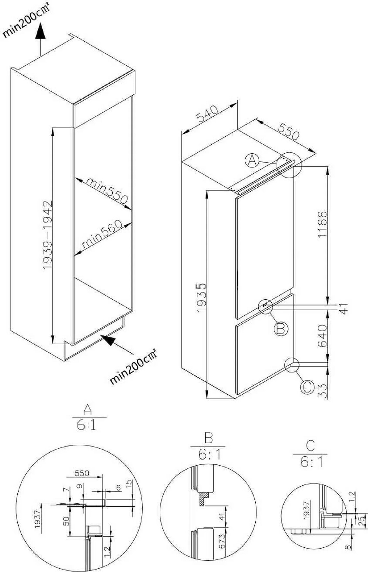 9168738 Встраиваемый холодильник Meferi MBR193 TOTAL NO FROST ULTRA STDN-0086608 - Вид №19