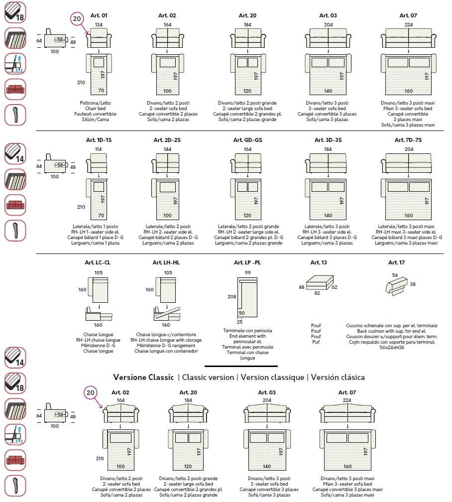Двуспальный диван-кровать из ткани Felis Day &amp ARCH-00119211 - Вид №12