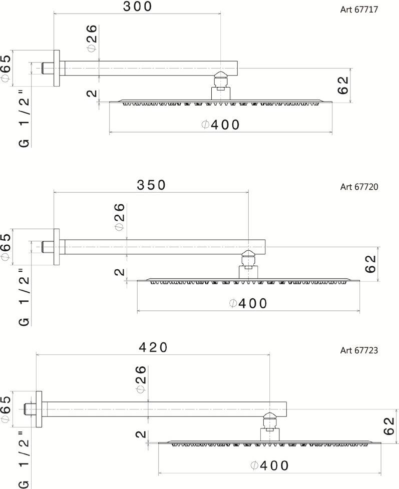 newform Настенная лейка душа с держателем Head showers 67720 - Вид №1