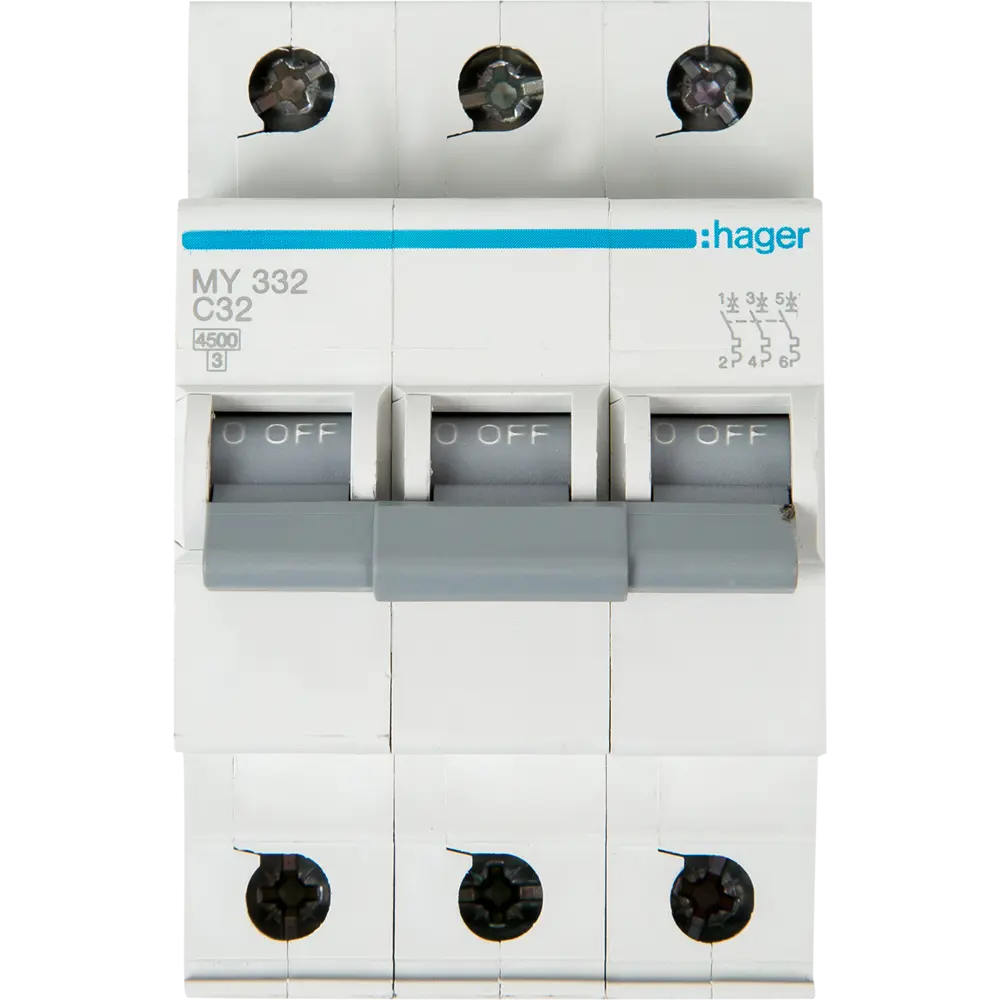 Автоматический выключатель Hager MY332 3P C32 А 4.5 кА STLM-2186493 - Вид №1