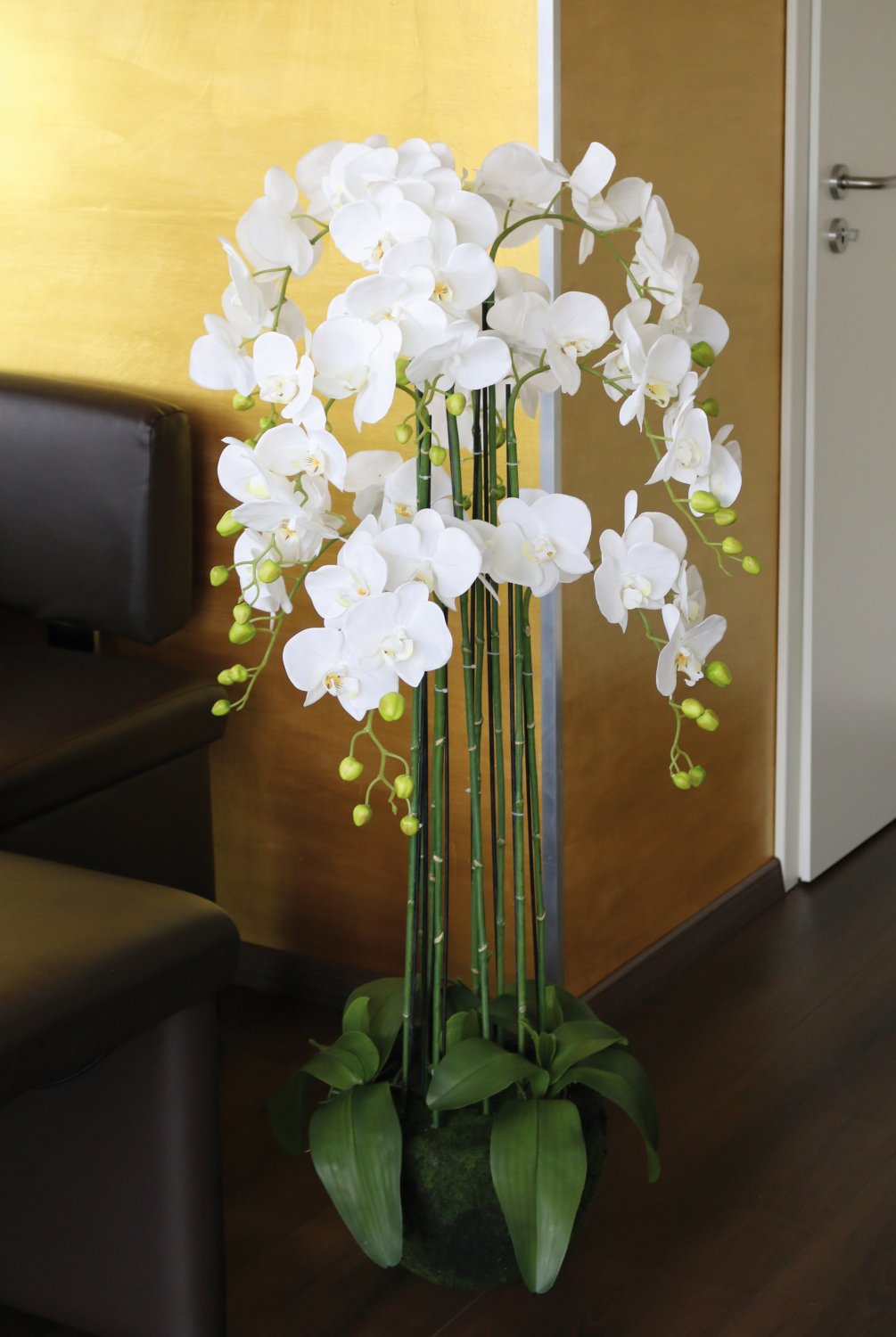 2860 777 a3 Пластиковая орхидея Phalaenopsis с 'почвой', 9-кратная, 120 см, real touch, белая H-andreas  - Вид №9