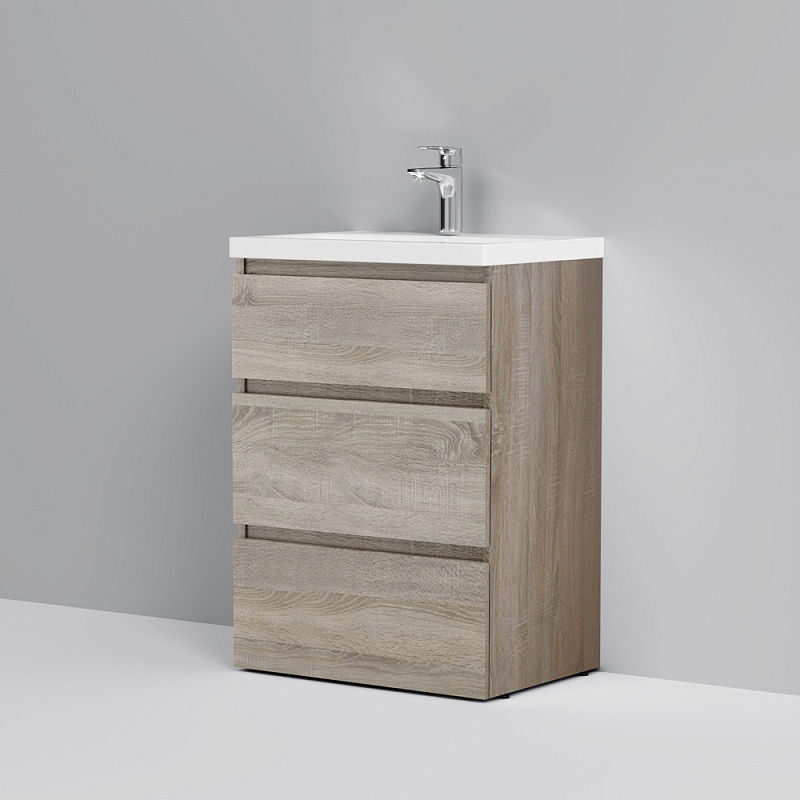 M91FSX0602OF База под раковину напольная 60 см 3 ящика светлый дуб AM.PM Gem S  - Вид №6