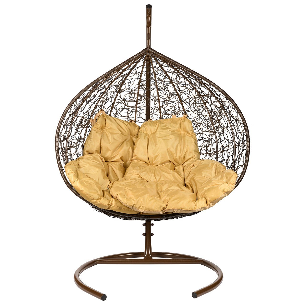 Кресло подвесное двойное коричневое с желтой подушкой Gemini Promo Brown BIGARDEN  00-3974114 Коричневый  - Вид №1