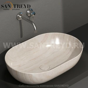 B6O60SB Накладная раковина на столешницу  овальная Ceramica Globo T-EDGE