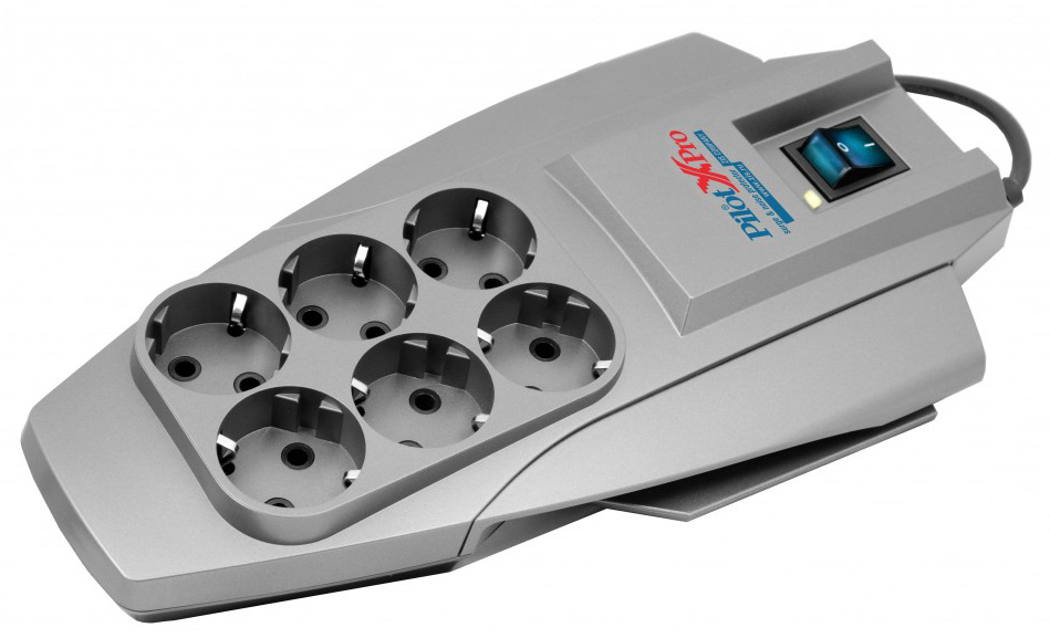 Pilot X-Pro Surge protector 1.8m, 6 outlets, microprocessor, white ZIS Santreyd 