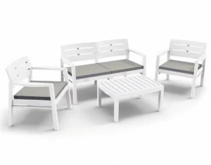 Мебель для дачи пластиковая белая на 4 персоны Java IMPEX  132299 Белый;серая