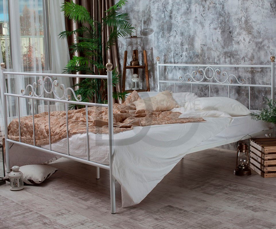 Кованая двуспальная кровать 180х200 с двумя спинками белая "Сандра" FRANCESCO ROSSI САНДРА 134665 Белый  - Вид №3
