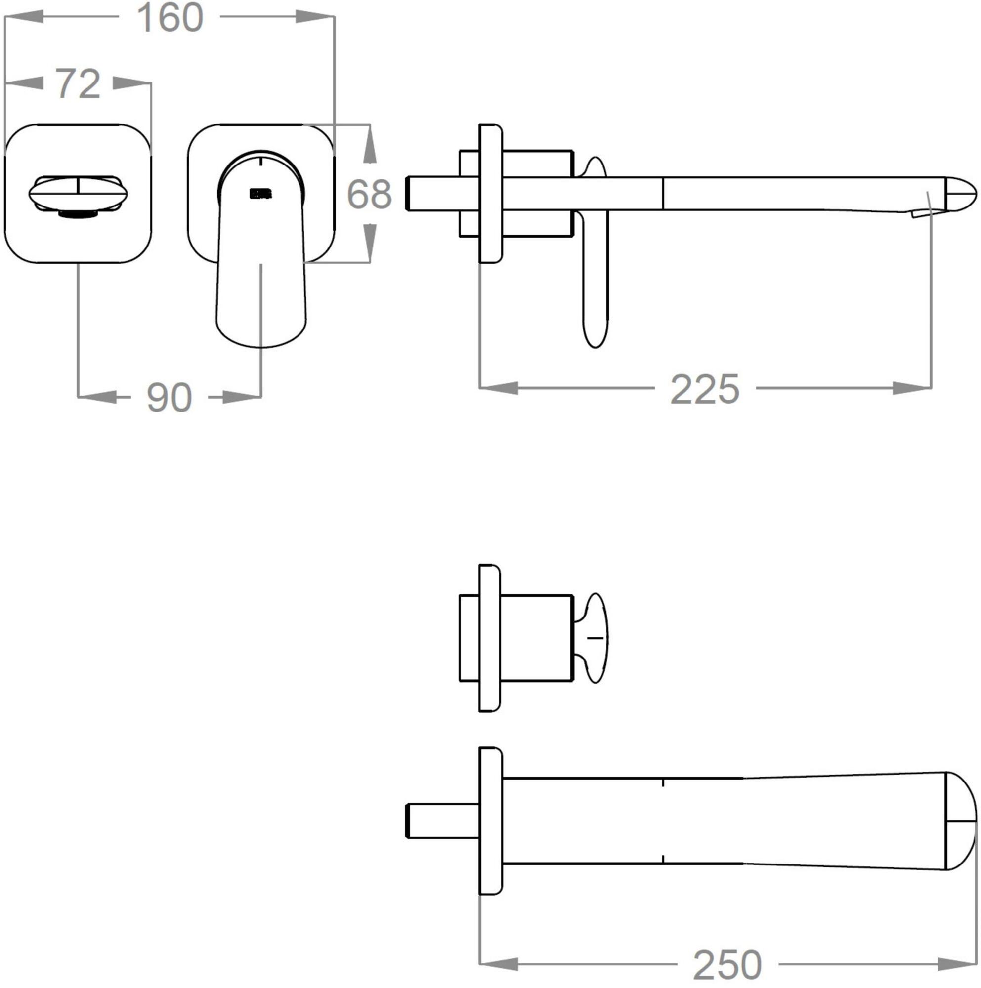 Fir Italia Смеситель для умывальника настенный из латуни с одной ручкой Dynamica 88 8818208 - Вид №1