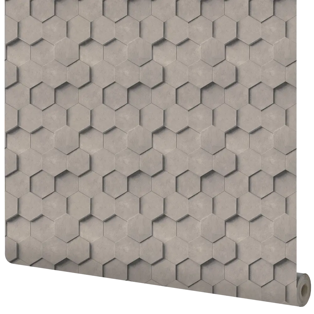 INSPIRE Art: Флизелиновые обои с геометрическим 3D-эффектом в бежевых тонах 83617759 STLM-0042865