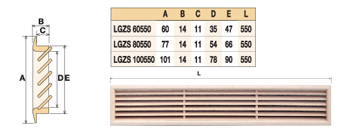 Деревянная вентиляционная решетка, дугласова пихта 100x550 Santreyd sun-id-683305 - Вид №3