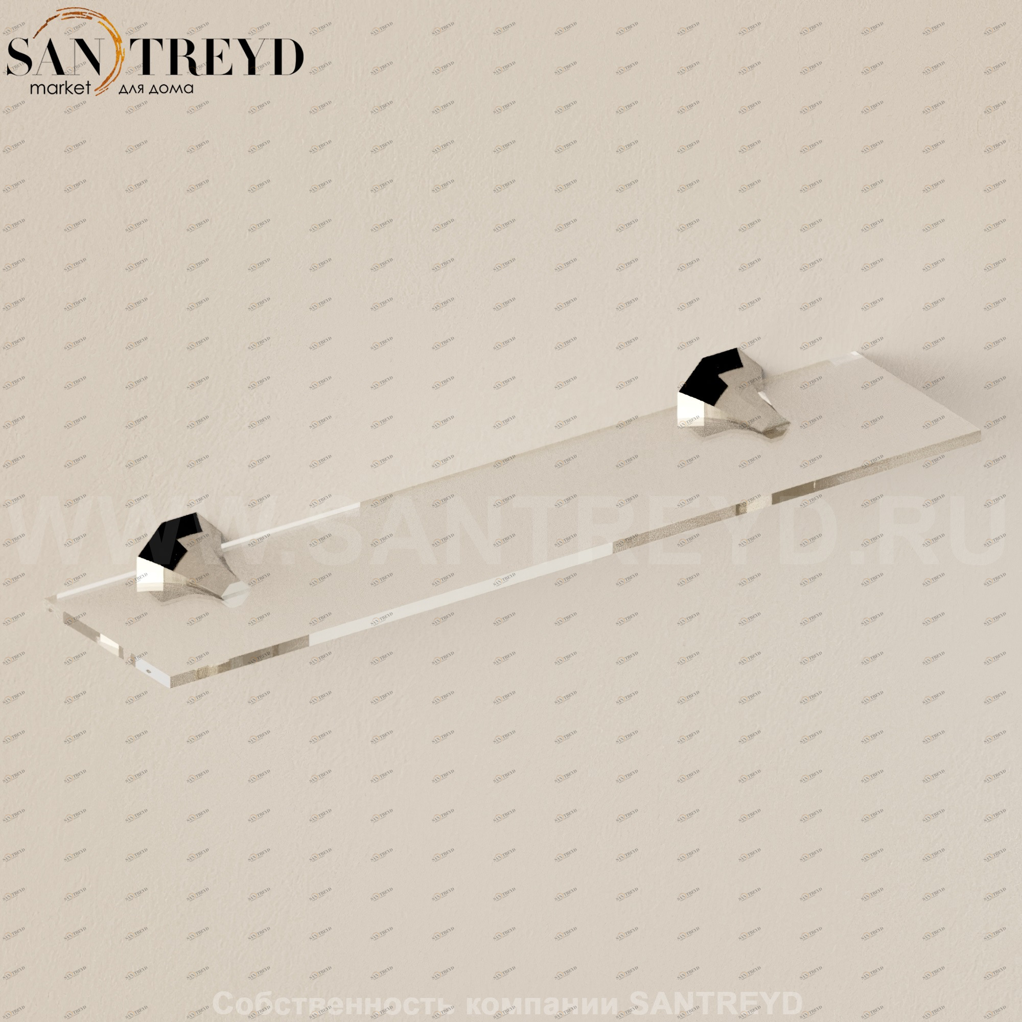 Flaminia EVERGREEN Стеклянная полка с хромированным креплением EG45M.CR Ceramica Flaminia EG45MCR