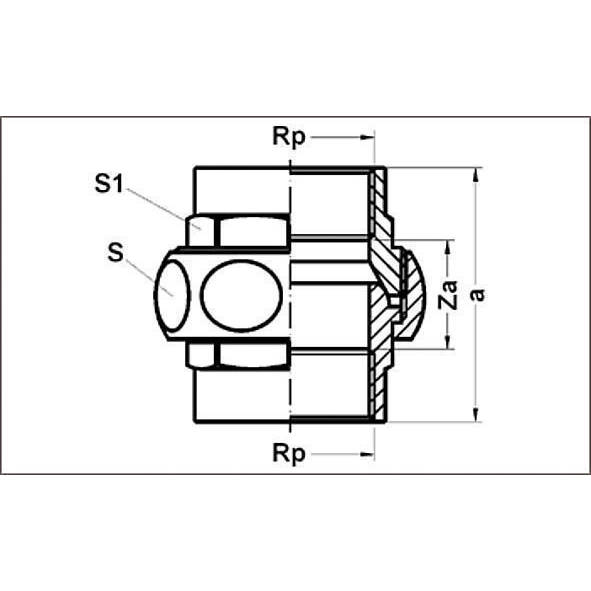 227114R SANHA 271 сгон ВР-ВР, латунь, самоуплотняющийся 1/4 мм  - Вид №1