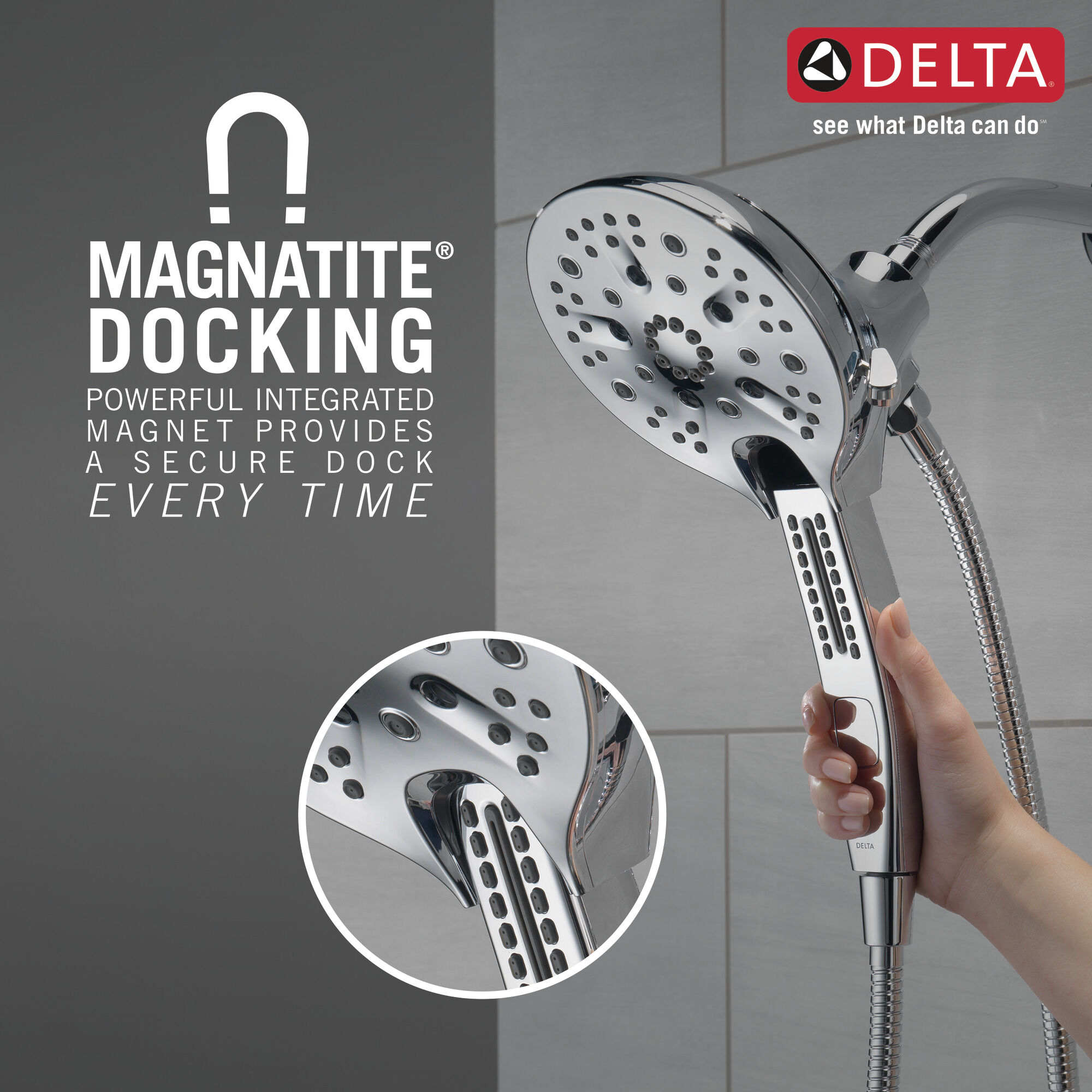 58620-PK In2ition® H2Okinetic® Душ два в одном с 5 настройками Delta Faucet Universal Showering Хром  - Вид №2