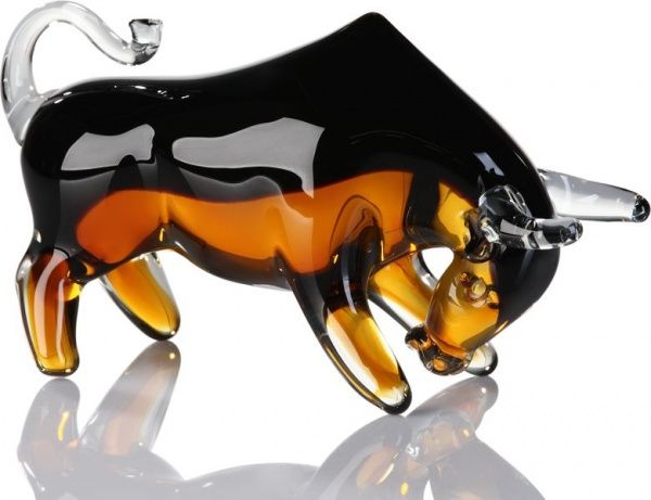 77406 Casablanca, стеклянная скульптура "Бык", цвет черно-янтарный Santreyd 