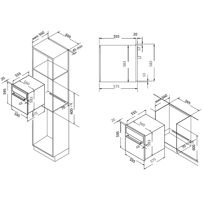 9140417 Электрический духовой шкаф Evelux EO 622 EB черный STDN-0058208 - Вид №1