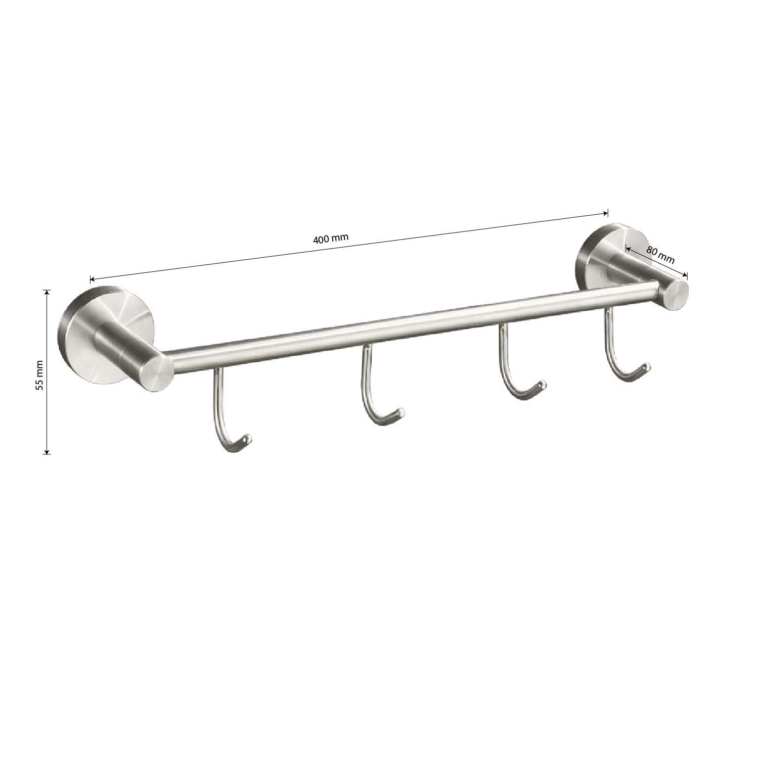 GFmark - Вешалка с четырьмя крючками прямая, из нержавеющей стали, код: 80205  - Вид №3