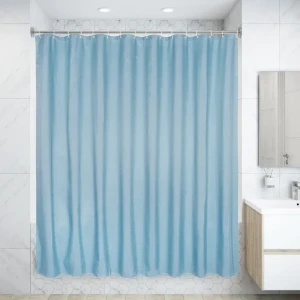 Штора для ванны Leer SWC-90 с кольцами 240х200 см, полиэстер, цвет серый/голубой