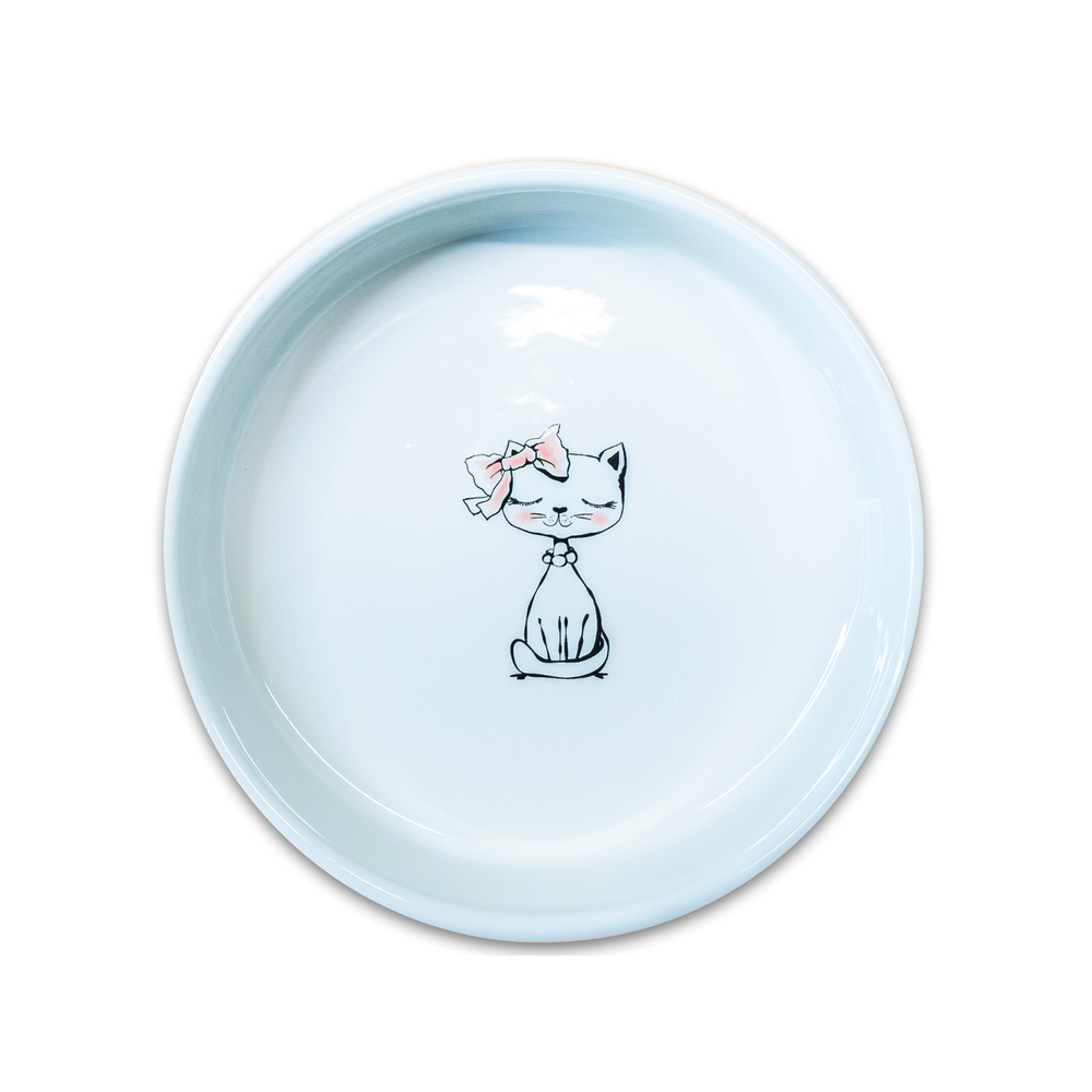 ПР0057044 Миска для кошек керамическая "Кошка с бантиком" оранжевая 370мл КерамикАрт  - Вид №1