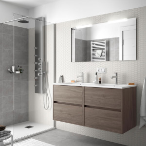 85086 SALGAR Комплект мебели для ванной NOJA 1200 ETERNITY OAK + Раковина + Зеркало + Свет Робл Вечность