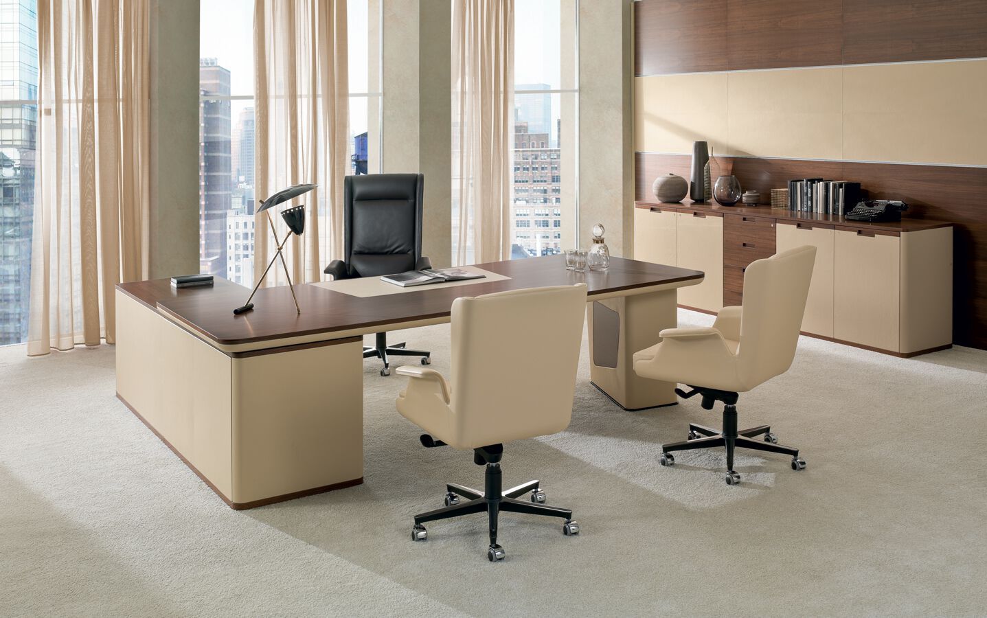 Угловой стол с ящиками из дерева и кожи i 4 Mariani Аватар ARCH-00045165 - Вид №3