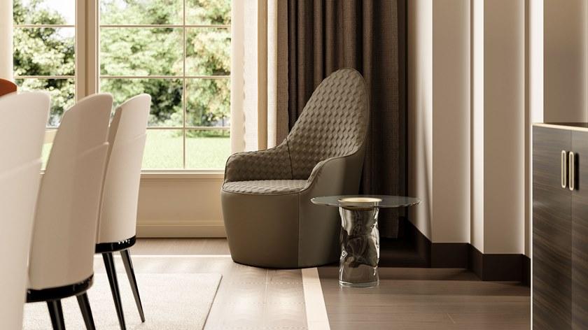 Reflex Мягкое кожаное кресло с подлокотниками Swan sun-id-1388298 - Вид №1