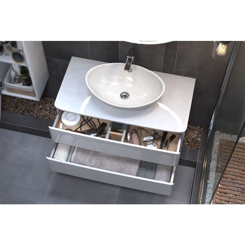 Тумба под раковину подвесная Vigo Cosmo 100 см цвет белый STLM-2159859 - Вид №7