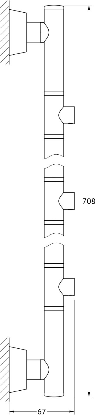 VIZ 078 Штанга для 3-х аксессуаров 71 cm FBS Vizovice - Вид №1