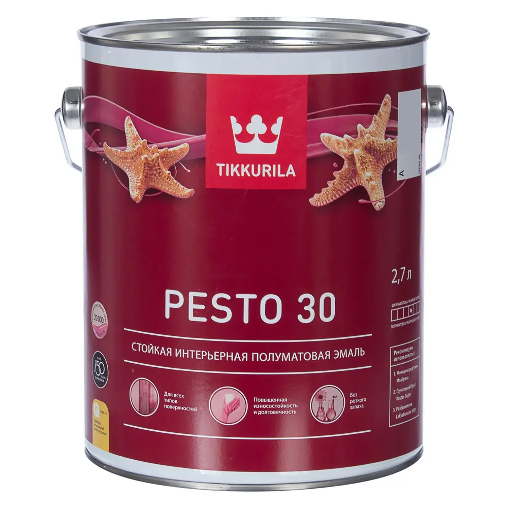 Эмаль Tikkurila Pesto 30 - универсальная полуматовая для интерьера и экстерьера 11690721 STLM-0001412 - Вид №1