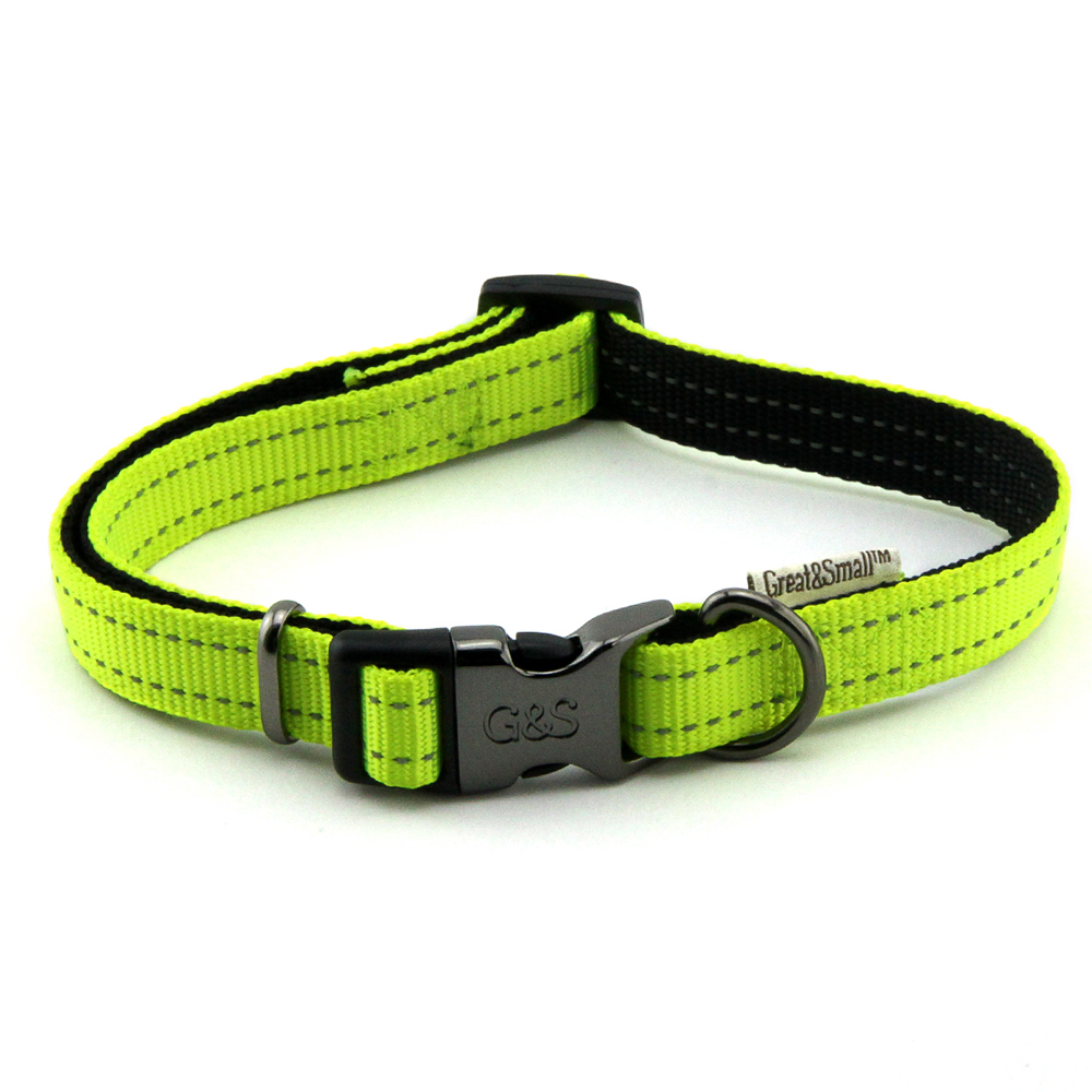 ПР0043675 Ошейник для собак со светоотражающей отстрочкой 15х300-450мм сигнальный Great&Small 