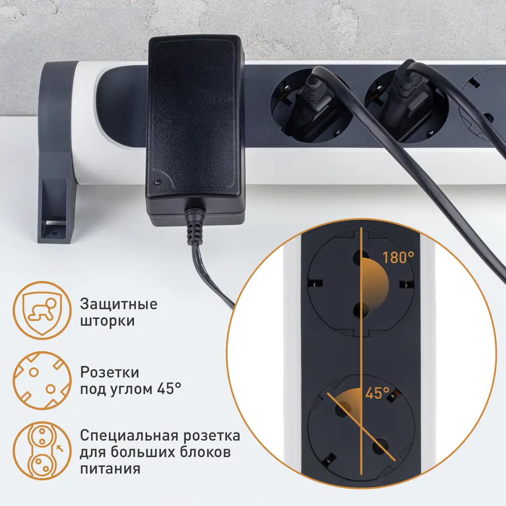 Колодка для удлинителя Legrand Комфорт 6 розеток с заземлением 3680 Вт цвет белый/черный STLM-2155974 - Вид №6