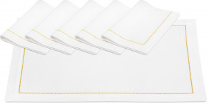 10645793 Weissfee Набор салфеток Weissfee "Жемчужина" 50х35см, 6шт, (белый с золотист.вышив.) Хлопок