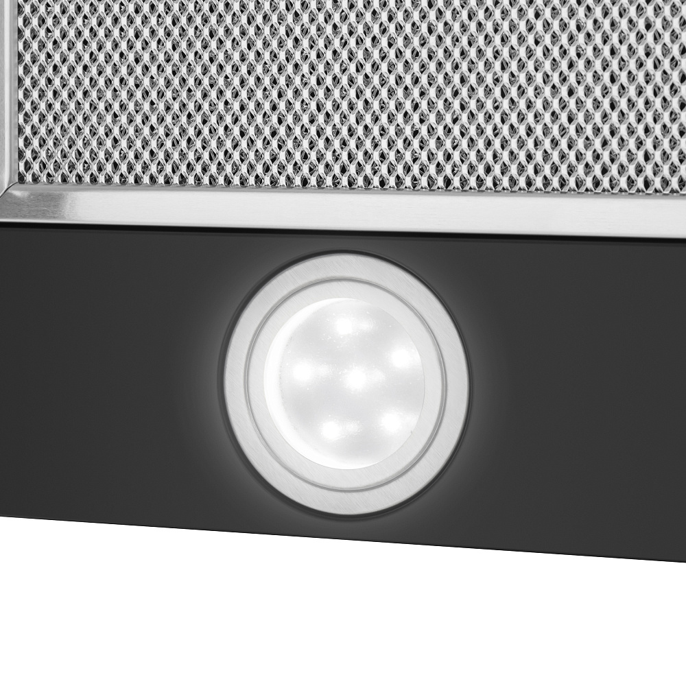 VS LIGHT 50 BLACK Вытяжка vs light 50 черный/ • тип: встраиваемая • цвет: черный • управление: колыбельное • ширина, мм: 500 • полная потребляемая мощность, вт: 140• количество скоростей: 2 • максимальная производительность, м3/ч: 480• диаметр воздуховода Santreyd  - Вид №15