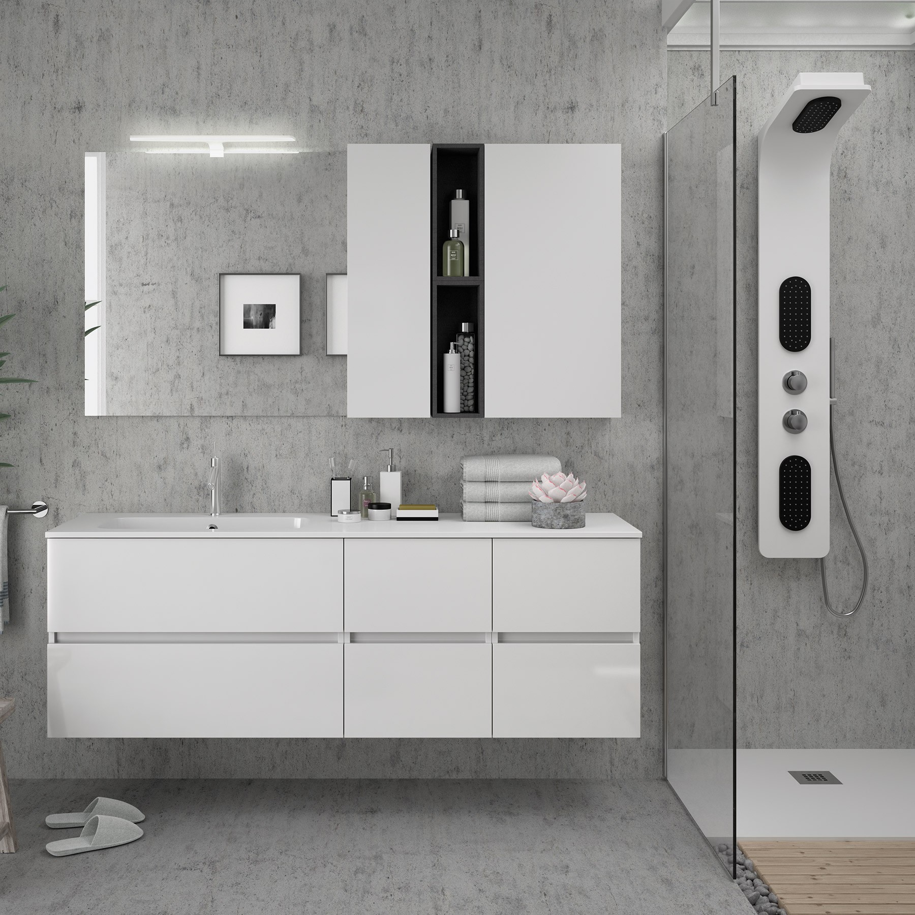 22906 SALGAR Модуль АЛЬЯНС 250 двусторонний 1 дверный GLOSS WHITE 250 x 800 x 162 мм Глянцевый белый  - Вид №1