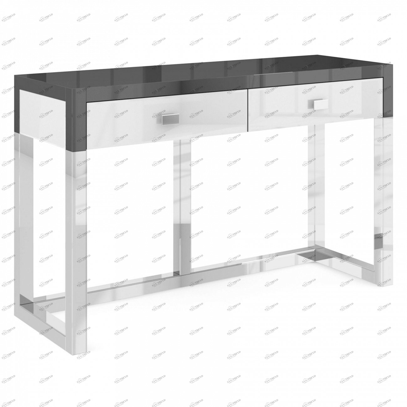 Консоль зеркальная с ящиками серая 91х49 см "Сэмпл" GRAUM  304043 Зеркальный;хром 