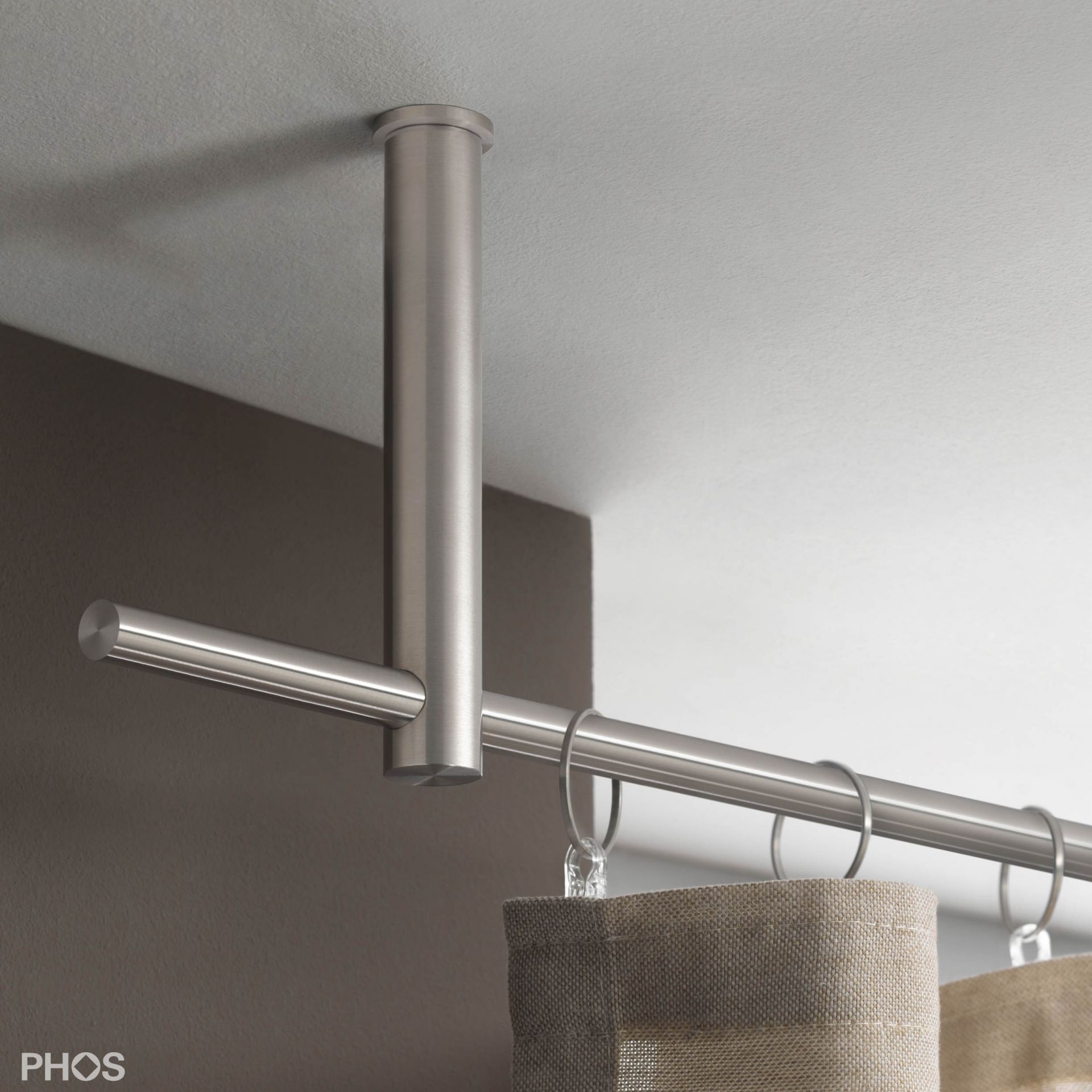 VS20-140-1200-D Комплект карнизов: 120 см с 2 кронштейнами (большое расстояние от потолка) PHOS 