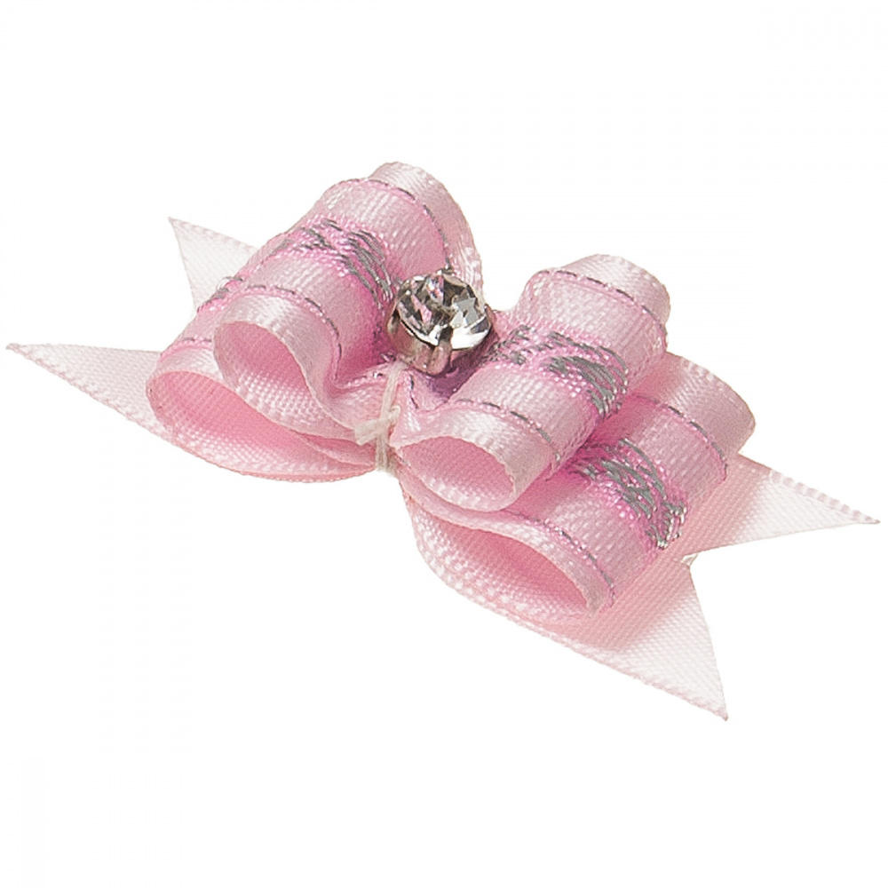 ПР0047652 Бантик Ностальжи (пара) нежно-розовый, тройной объёмный 5х2см V.I.PET 
