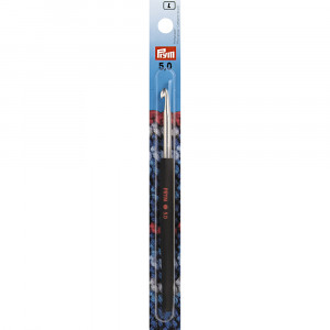 195178 Для вязания крючок с пластик. ручкой алюминий d 5.0 мм 14 см в блистере . PRYM